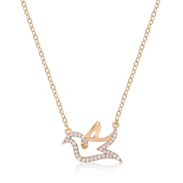 1/8 CT. T.W. Diamond Dove Necklace in Sterling Silver with 18K Gold Plate