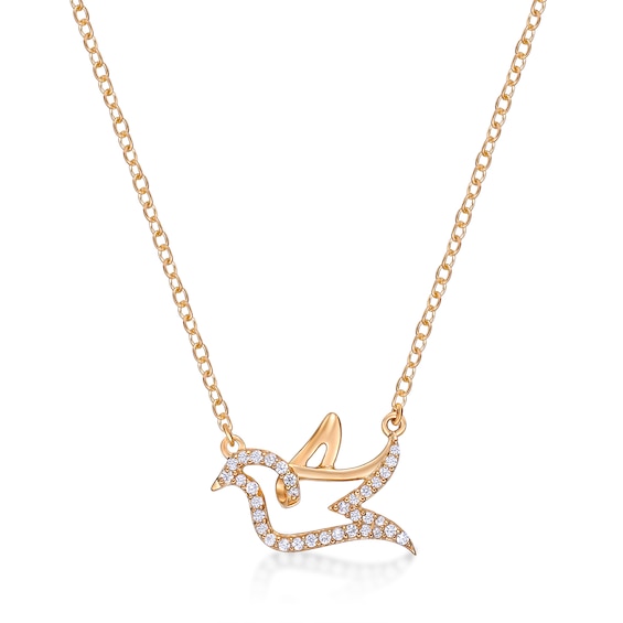 1/8 CT. T.w. Diamond Dove Necklace in Sterling Silver with 18K Gold Plate