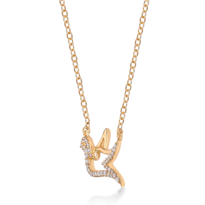 Main Image 2 of 1/8 CT. T.W. Diamond Dove Necklace in Sterling Silver with 18K Gold Plate