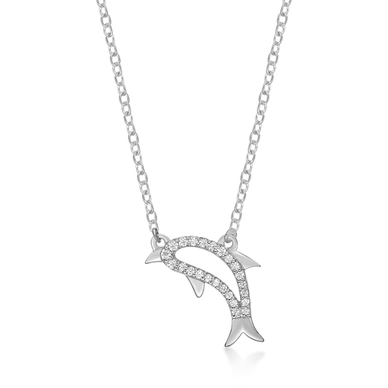 1/10 CT. T.w. Diamond Dolphin Necklace in Sterling Silver