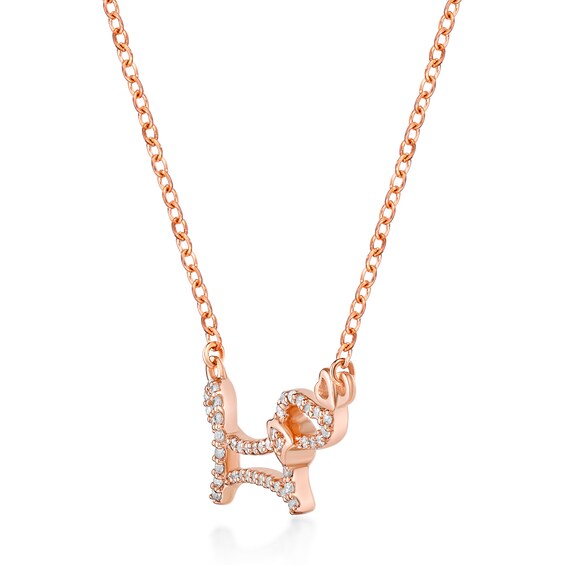 1/6 CT. T.w. Diamond Dachshund Necklace in Sterling Silver with 18K Rose Gold Plate
