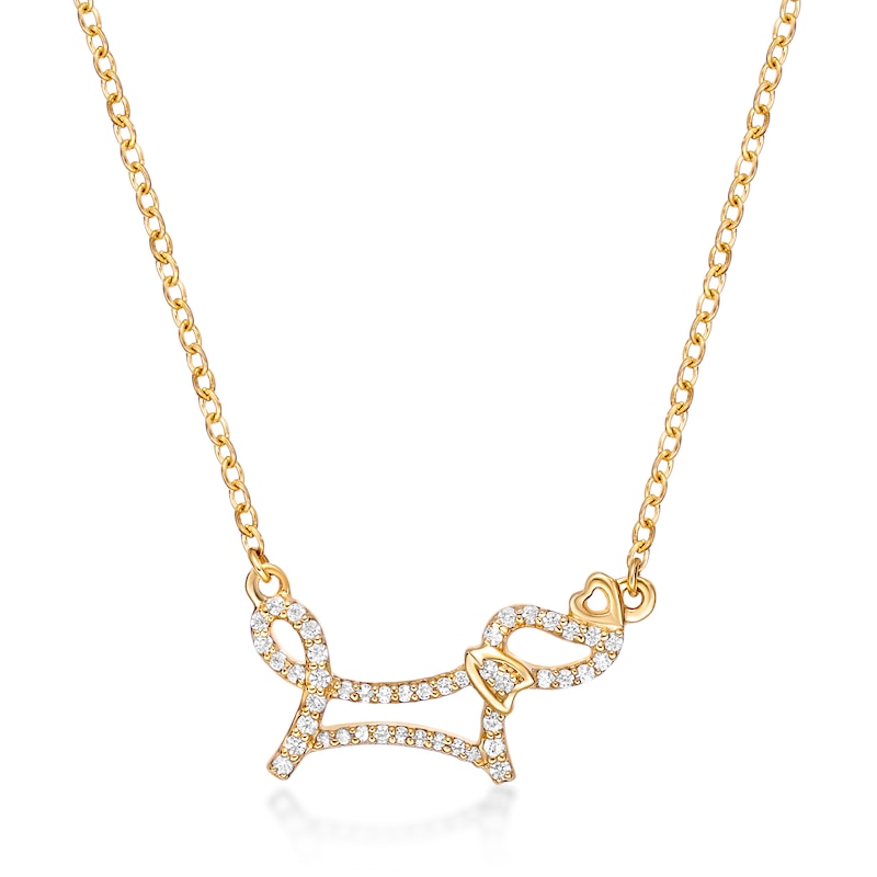 Main Image 1 of 1/6 CT. T.W. Diamond Dachshund Necklace in Sterling Silver with 18K Gold Plate