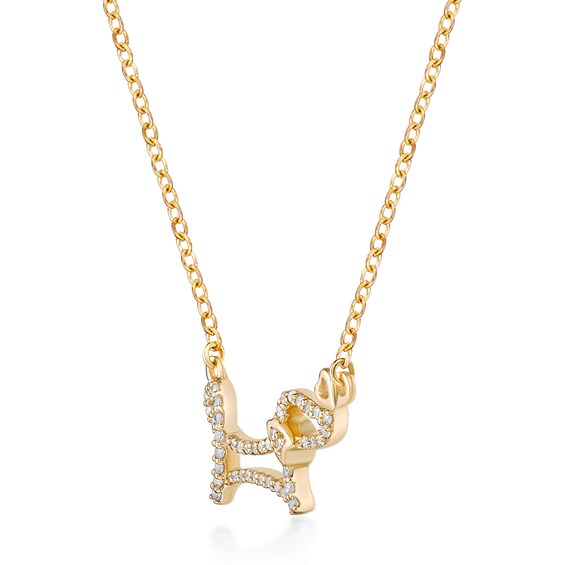 1/6 CT. T.w. Diamond Dachshund Necklace in Sterling Silver with 18K Gold Plate