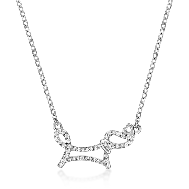 Main Image 1 of 1/6 CT. T.W. Diamond Dachshund Necklace in Sterling Silver