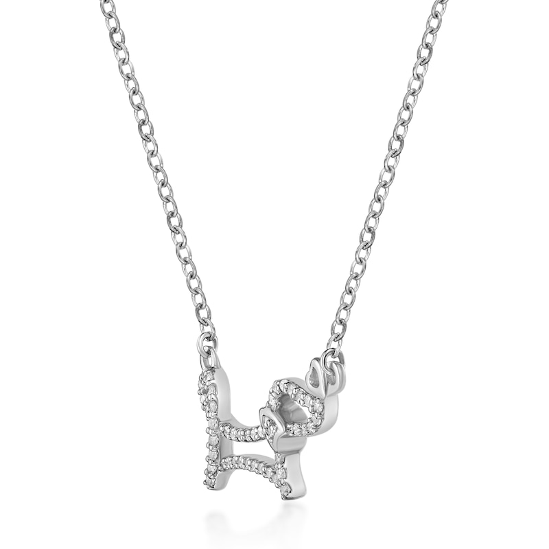 Main Image 2 of 1/6 CT. T.W. Diamond Dachshund Necklace in Sterling Silver