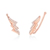 Thumbnail Image 1 of 1/6 CT. T.W. Diamond Lightning Bolt Crawler Earrings in Sterling Silver with 18K Rose Gold Plate