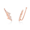 Thumbnail Image 2 of 1/6 CT. T.W. Diamond Lightning Bolt Crawler Earrings in Sterling Silver with 18K Rose Gold Plate