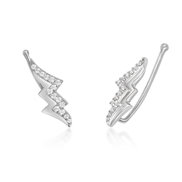 1/6 CT. T.W. Diamond Lightning Bolt Crawler Earrings in Sterling Silver