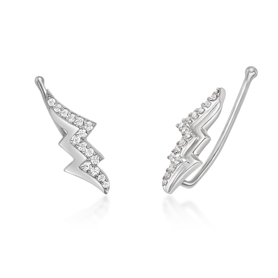 1/6 CT. T.w. Diamond Lightning Bolt Crawler Earrings in Sterling Silver