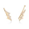 Thumbnail Image 3 of 1/6 CT. T.W. Diamond Lightning Bolt Crawler Earrings in Sterling Silver with 18K Gold Plate