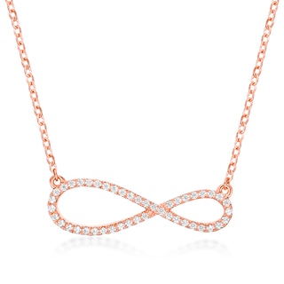 1/5 CT. T.W. Diamond Sideways Infinity Necklace in Sterling Silver with 18K Rose Gold Plate
