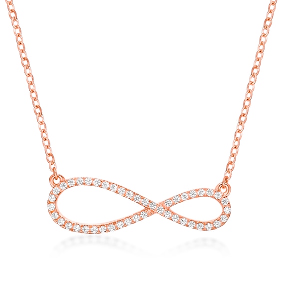 1/5 CT. T.w. Diamond Sideways Infinity Necklace in Sterling Silver with 18K Rose Gold Plate