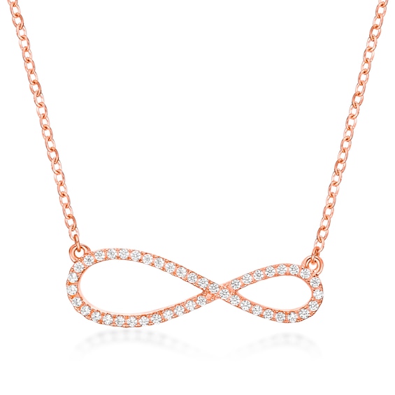 1/5 CT. T.w. Diamond Sideways Infinity Necklace in Sterling Silver with 18K Rose Gold Plate