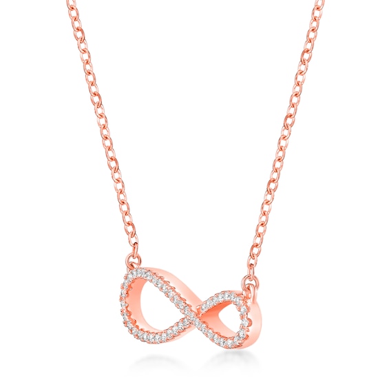 1/5 CT. T.w. Diamond Sideways Infinity Necklace in Sterling Silver with 18K Rose Gold Plate