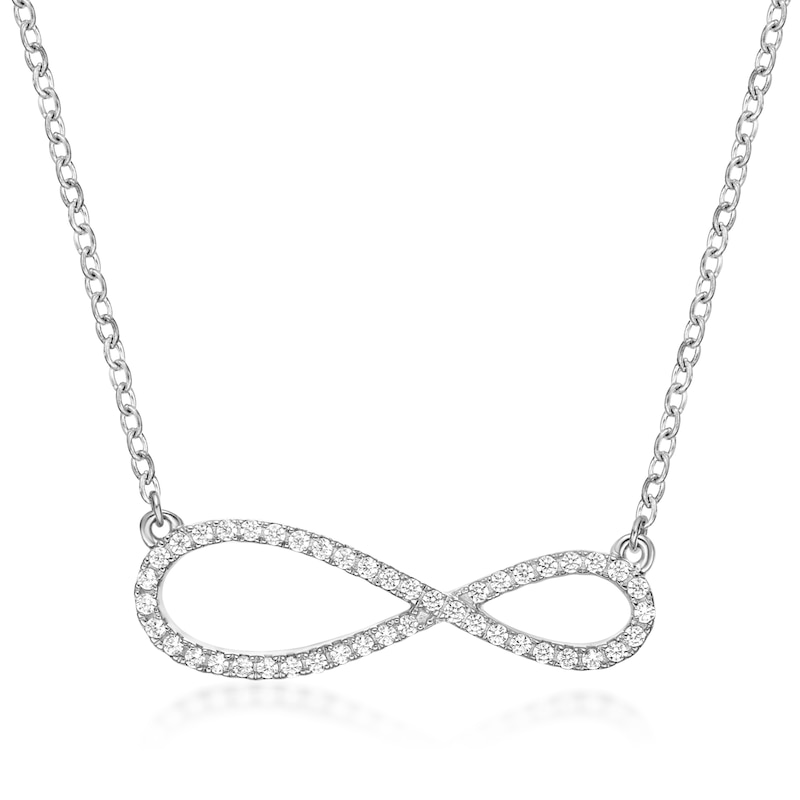 1/5 CT. T.W. Diamond Sideways Infinity Necklace in Sterling Silver | Zales