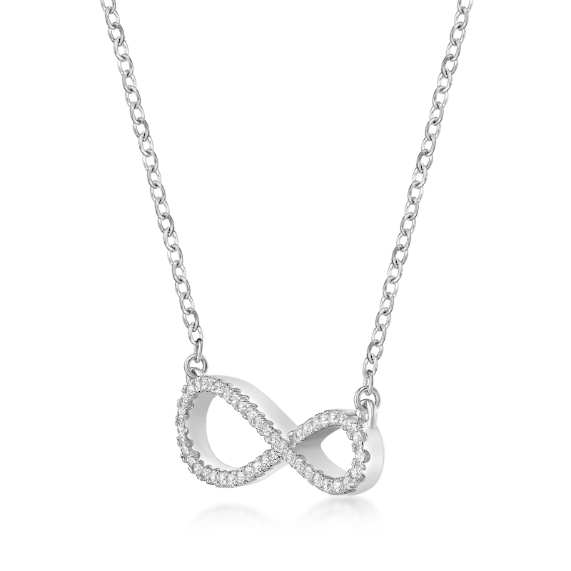 1/5 CT. T.W. Diamond Sideways Infinity Necklace in Sterling Silver | Zales