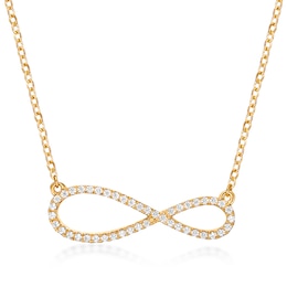 1/5 CT. T.W. Diamond Sideways Infinity Necklace in Sterling Silver with 18K Gold Plate
