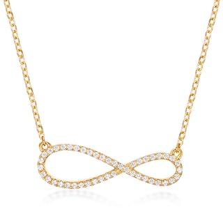 1/5 CT. T.W. Diamond Sideways Infinity Necklace in Sterling Silver with 18K Gold Plate