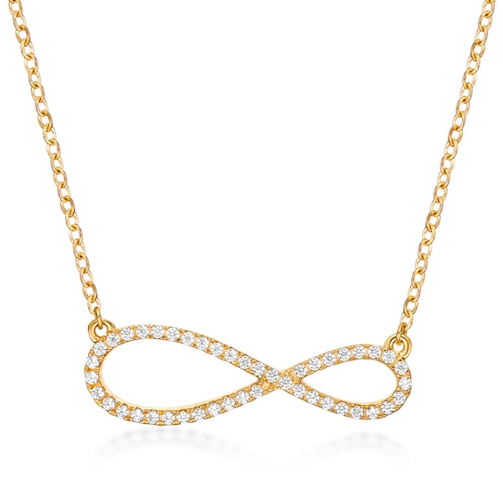 1/5 CT. T.w. Diamond Sideways Infinity Necklace in Sterling Silver with 18K Gold Plate