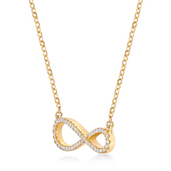 1/5 CT. T.w. Diamond Sideways Infinity Necklace in Sterling Silver with 18K Gold Plate