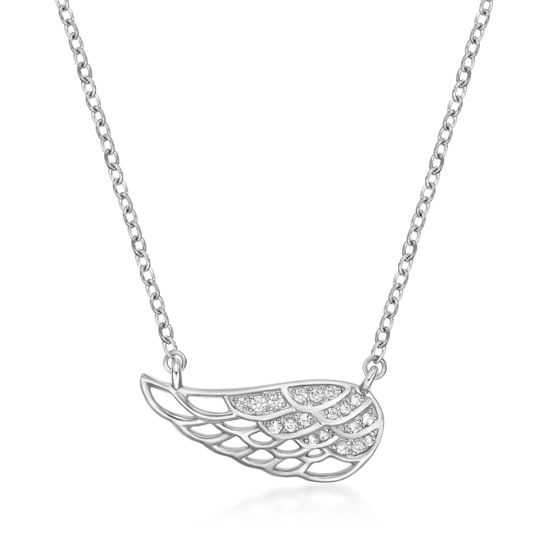 Main Image 1 of 1/15 CT. T.W. Diamond Sideways Angel Wing Necklace in Sterling Silver