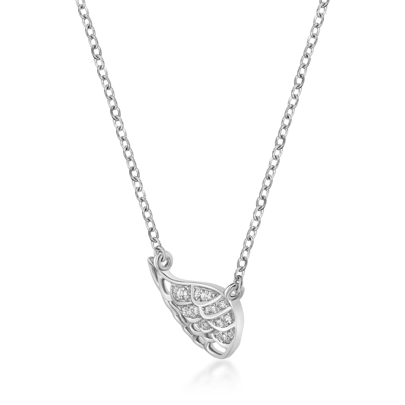 Main Image 2 of 1/15 CT. T.W. Diamond Sideways Angel Wing Necklace in Sterling Silver