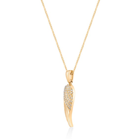 1/10 CT. T.w. Diamond Single Angel Wing Pendant in Sterling Silver with 18K Gold Plate