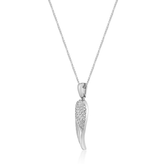 1/10 CT. T.w. Diamond Single Angel Wing Pendant in Sterling Silver