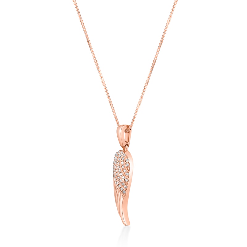 Main Image 2 of 1/10 CT. T.W. Diamond Single Angel Wing Pendant in Sterling Silver with 18K Rose Gold Plate