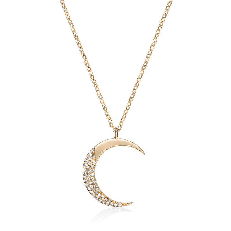 Main Image 1 of 1/6 CT. T.W. Diamond Crescent Moon Pendant in Sterling Silver with 18K Gold Plate