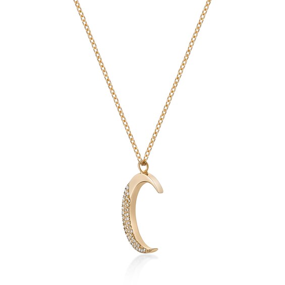 1/6 CT. T.w. Diamond Crescent Moon Pendant in Sterling Silver with 18K Gold Plate