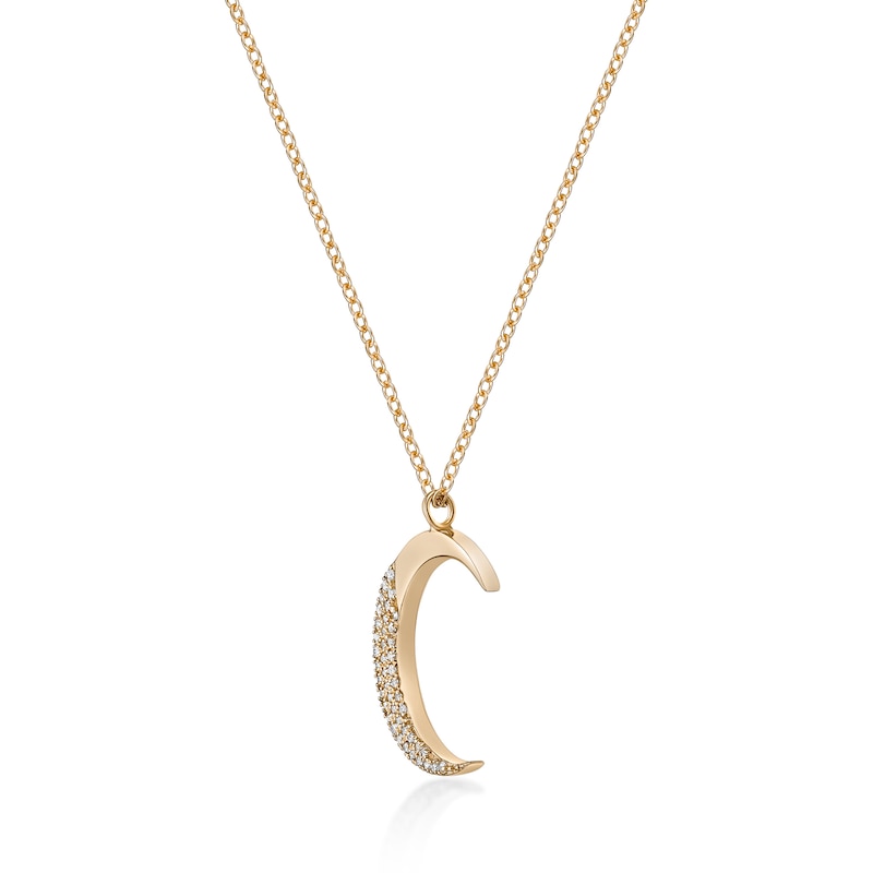 Main Image 2 of 1/6 CT. T.W. Diamond Crescent Moon Pendant in Sterling Silver with 18K Gold Plate