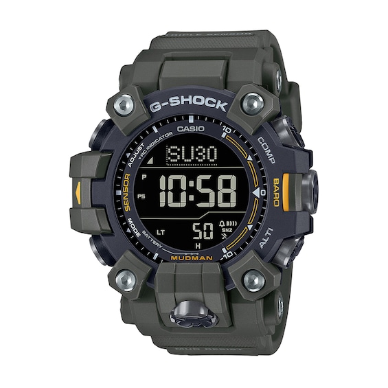 Men's Casio G-Shock Master of G Solar Powered Yellow and Green Strap Watch with Digital Dial (Model: Gw9500-3)