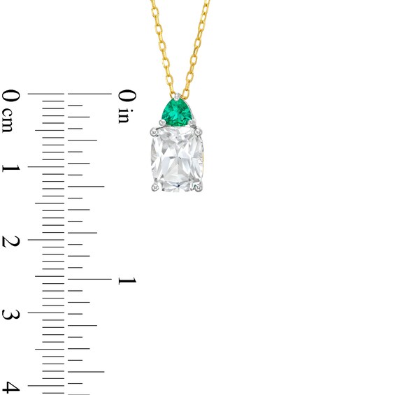 White Lab-Created Sapphire and Lab-Created Emerald Pendant and Drop Earrings Set in Sterling Silver with 18K Gold Plate