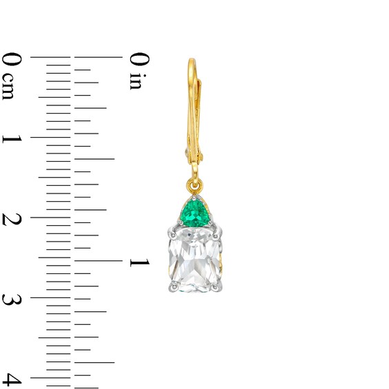 White Lab-Created Sapphire and Lab-Created Emerald Pendant and Drop Earrings Set in Sterling Silver with 18K Gold Plate