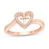 Thumbnail Image 1 of 1/15 CT. T.W. Diamond Heart with Cross Bypass Ring in Sterling Silver with 18K Rose Gold Plate