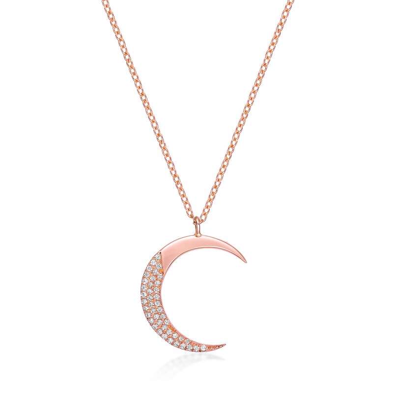 Main Image 1 of 1/6 CT. T.W. Diamond Crescent Moon Pendant in Sterling Silver with 18K Rose Gold Plate