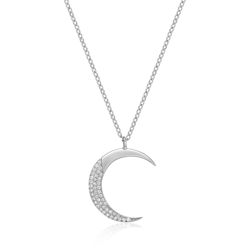 Main Image 1 of 1/6 CT. T.W. Diamond Crescent Moon Pendant in Sterling Silver
