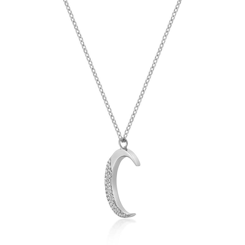 Main Image 2 of 1/6 CT. T.W. Diamond Crescent Moon Pendant in Sterling Silver