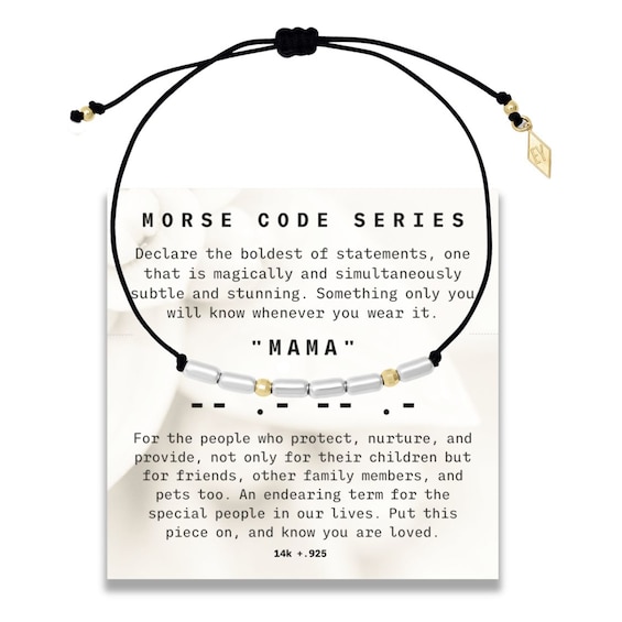 Elliot Young Morse Code "Mama" MacramÃ© Bracelet with 14K Gold and Sterling Silver Beads - 9.5"
