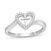 Thumbnail Image 1 of 1/15 CT. T.W. Diamond Heart with Cross Bypass Ring in Sterling Silver