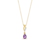 Thumbnail Image 0 of Pear-Shaped Amethyst and Diamond Accent Ichthus Dangle Pendant in 10K Gold