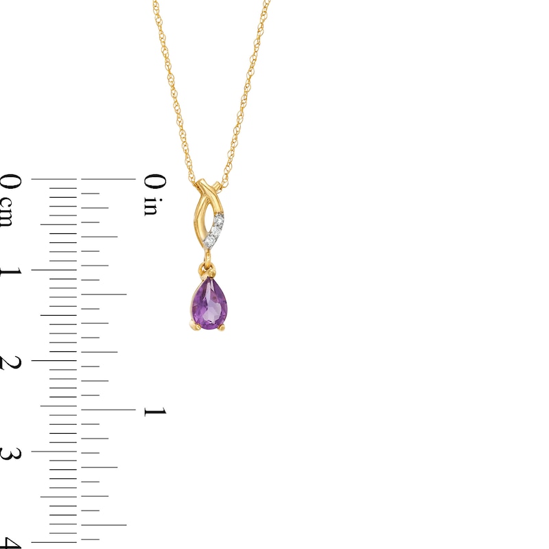 Pear-Shaped Amethyst and Diamond Accent Ichthus Dangle Pendant in 10K Gold