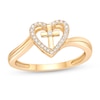 Thumbnail Image 1 of 1/15 CT. T.W. Diamond Heart with Cross Bypass Ring in Sterling Silver with 18K Gold Plate