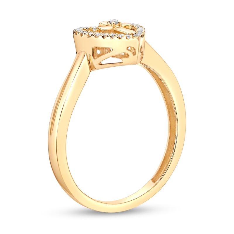 Main Image 2 of 1/15 CT. T.W. Diamond Heart with Cross Bypass Ring in Sterling Silver with 18K Gold Plate