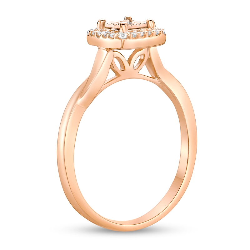 1/8 CT. T.W. Diamond Cushion Frame Twist Shank Ring in Sterling Silver with 18K Rose Gold Plate