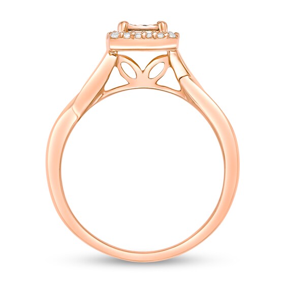 1/8 CT. T.w. Diamond Cushion Frame Twist Shank Ring Sterling Silver with 18K Rose Gold Plate