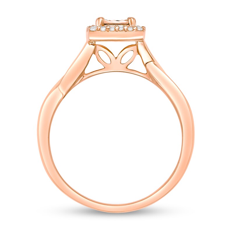 1/8 CT. T.W. Diamond Cushion Frame Twist Shank Ring in Sterling Silver with 18K Rose Gold Plate