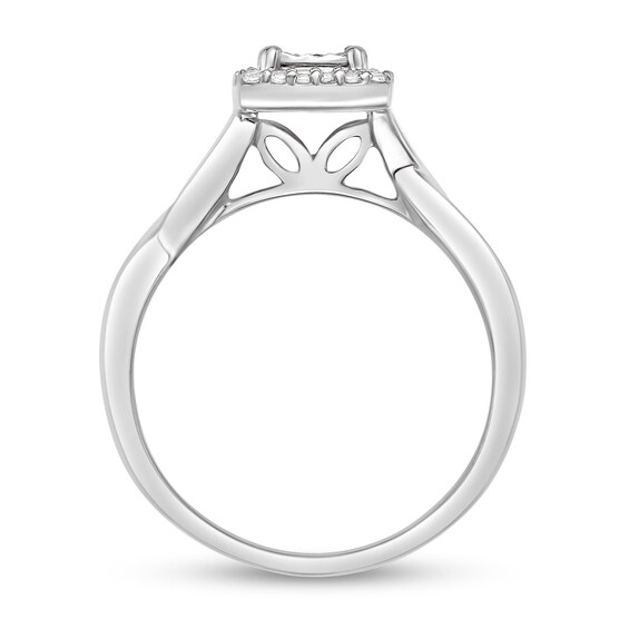 1/8 CT. T.w. Diamond Cushion Frame Twist Shank Ring in Sterling Silver
