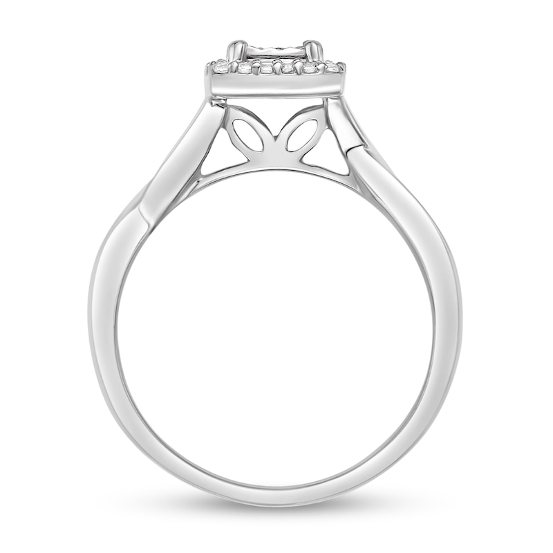 1/8 CT. T.W. Diamond Cushion Frame Twist Shank Ring in Sterling Silver